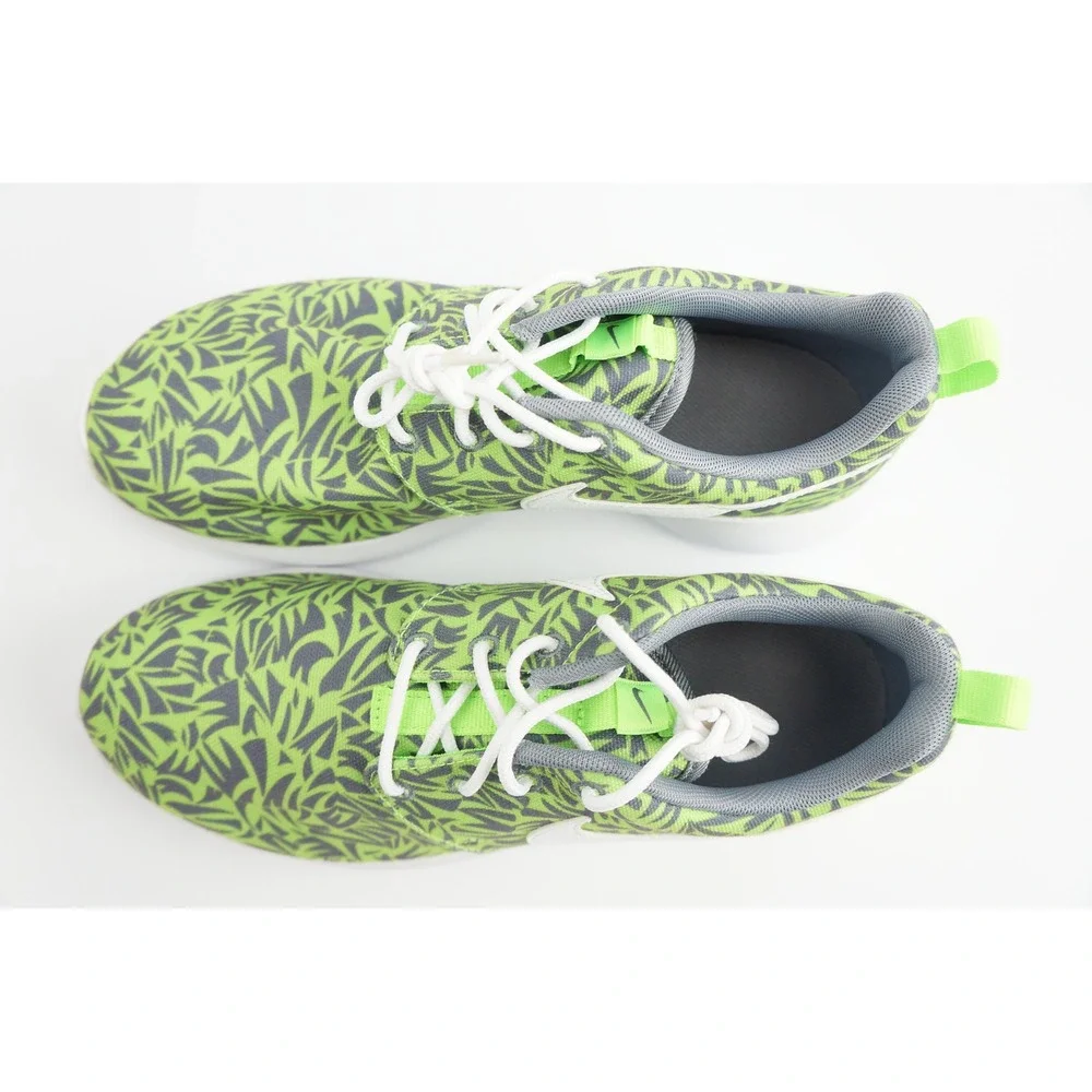 Nike Roshe One GS 6Y Green Grey Palm Print Running Shoes Excellent